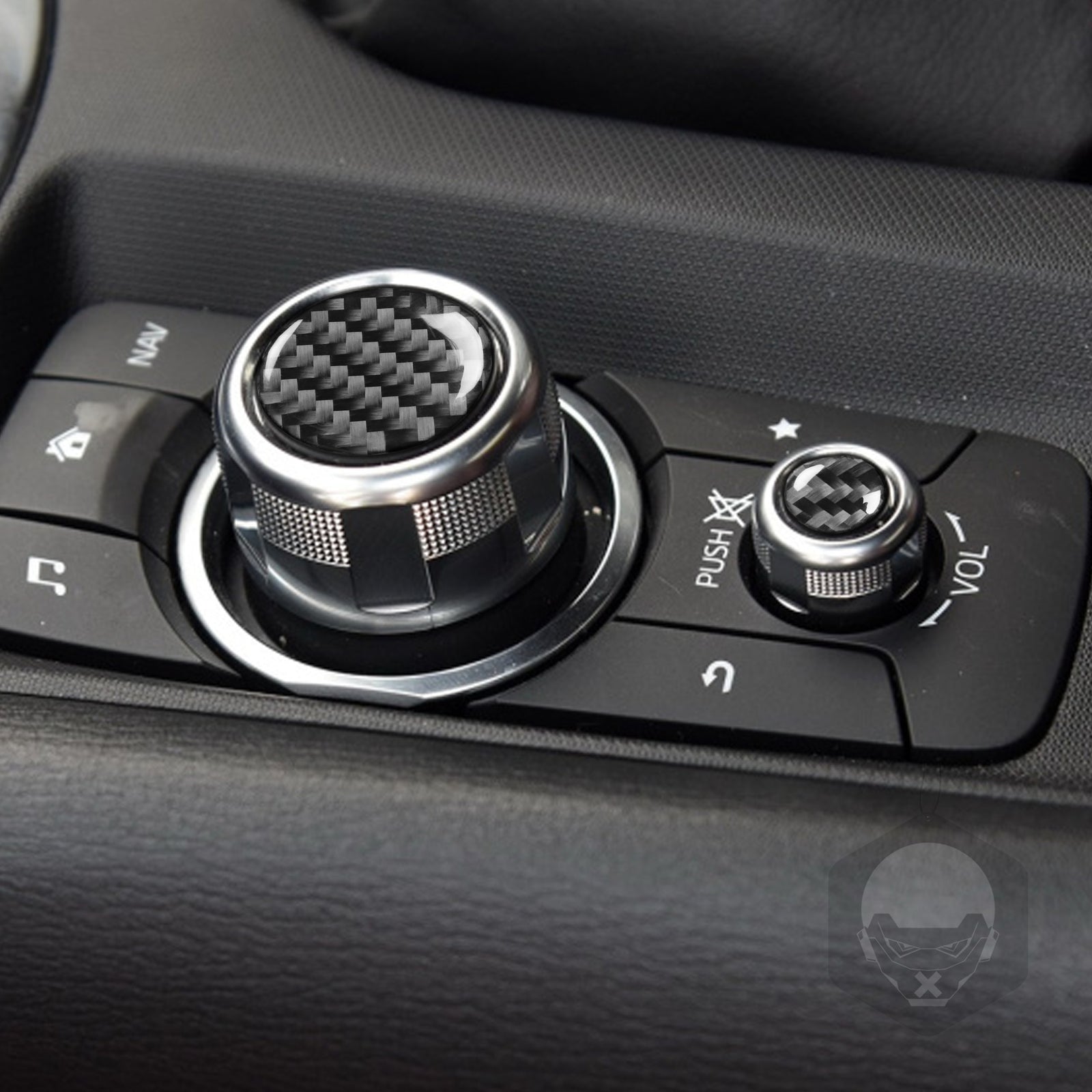 2x Carbon Fiber Console Multimedia Button Cover for Mazda MX-5 Miata 2016-2020