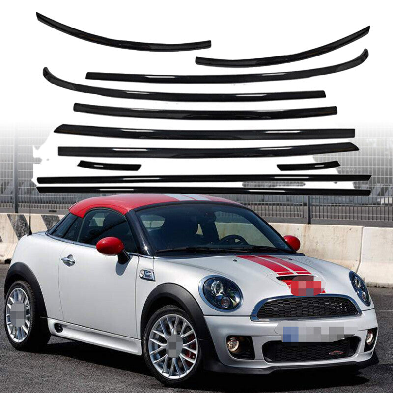 Gloss Black for MINI Cooper Coupe R58 2012-2015 Stainless Car Window Trim Strip n