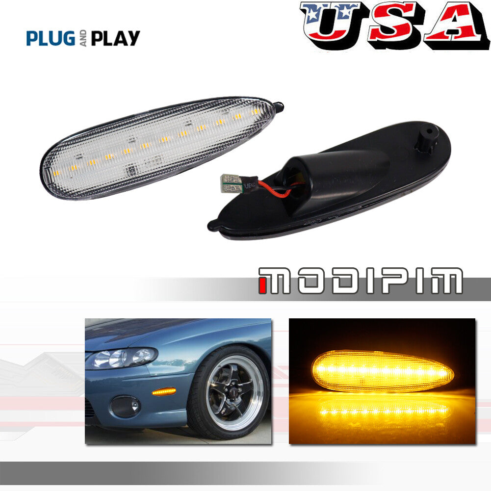 Transparent lens with amber LED front marker light suitable for 2004-2006 for Pontiac GTO- v