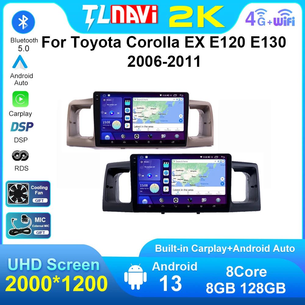 for Toyota for Corolla EX 2006-2011 Android CarPlay Car Radio Stereo GPS Multimedia