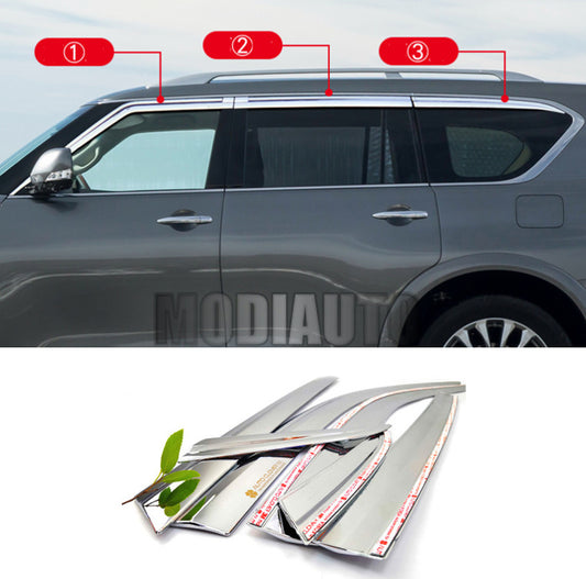 Chrome Window Wind Deflector Visor Rain Wind Decor for Infiniti QX80 2021-2023 n