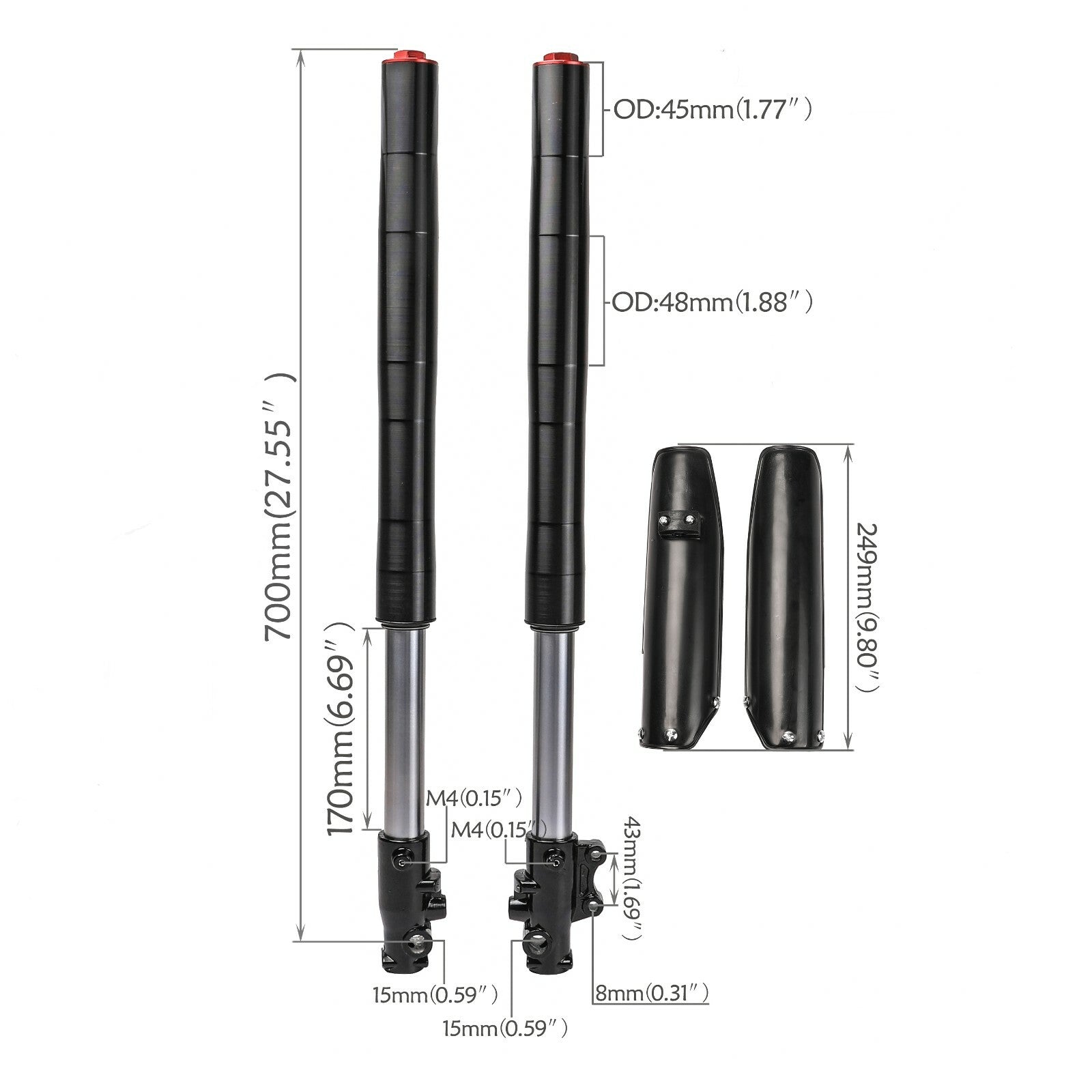 Upside-down 45/48mm front fork suspension KLX SSR 110cc 125 140 Pit bicycle