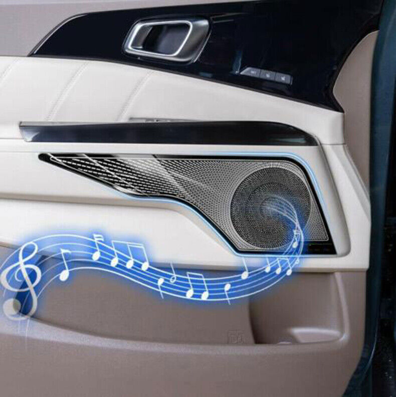 for Kia Carnival 2022-23 Black Steel Inner Door Speaker Horn Frame Cover Trim 4x