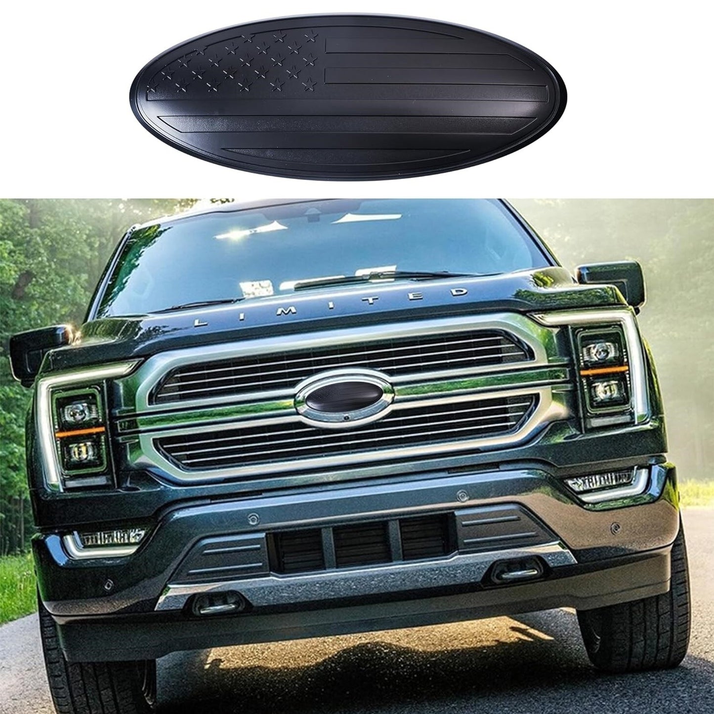7-inch American Flag Front Grille Tailgate Badge Oval Badge Accessory for - n