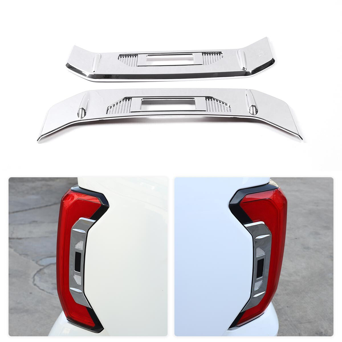 Silver taillight side light trim cover for Tundra 2022-2023 2 pieces n