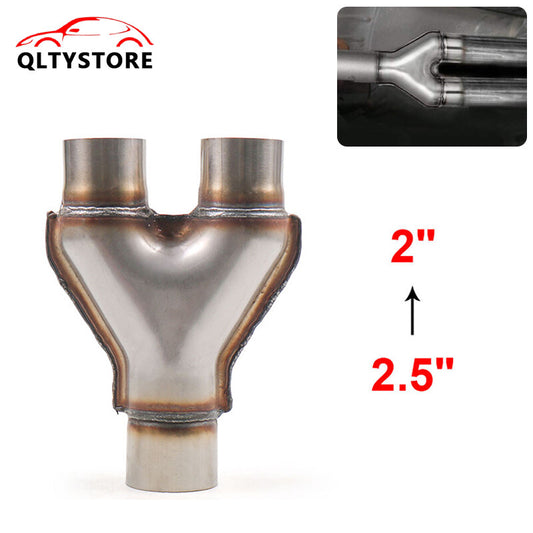 2.5-inch input and 2-inch output dual universal stainless steel Y-tube adapter exhaust pipe Q