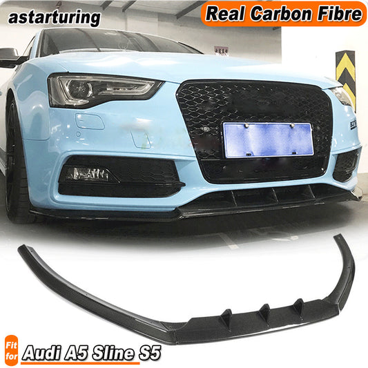 for Audi A5 Sline S5 12-16 Real Carbon Fiber Front Bumper Lip Spoiler Splitters