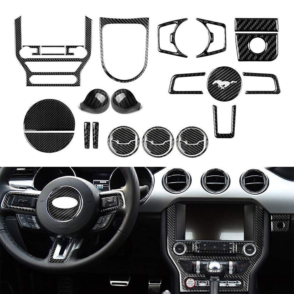 29 Pcs Carbon Fiber Interior Decoration Kit Cover Trim for Ford for Mustang 2015-19
