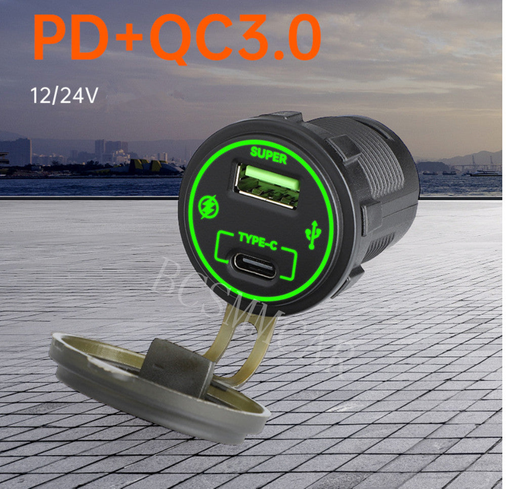2 Ports Charging Socket TYPE C USB Charger Power Adapter LED For Car Boat SUV