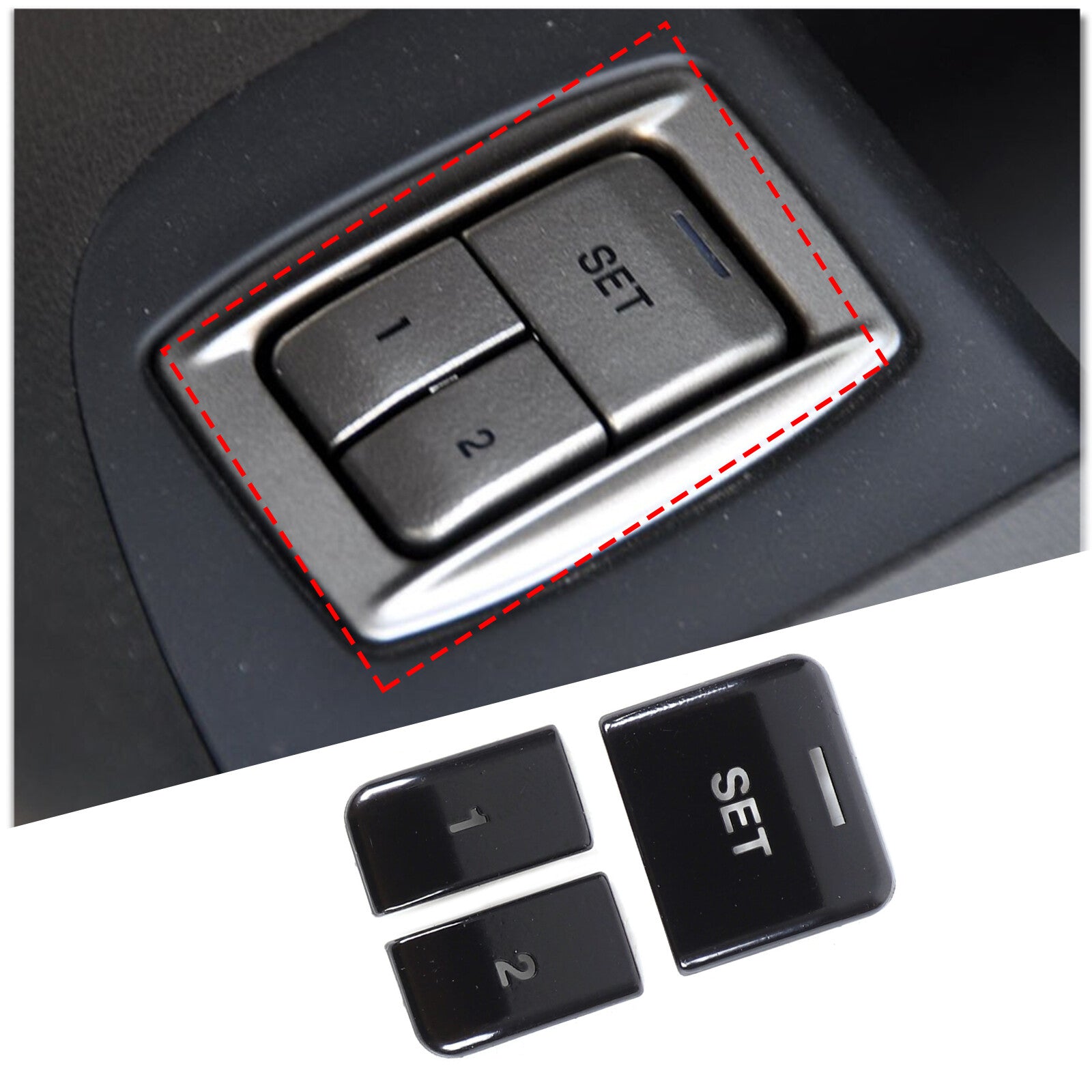 Sticker for Jaguar XJL 2010-2019 Black Alloy for Seat Memory System Switch Button - n