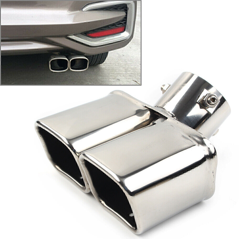 38-54mmDual Rear Exhaust Pipe Trim Tip Tail Pipe Muffler End Stainless Steel Q