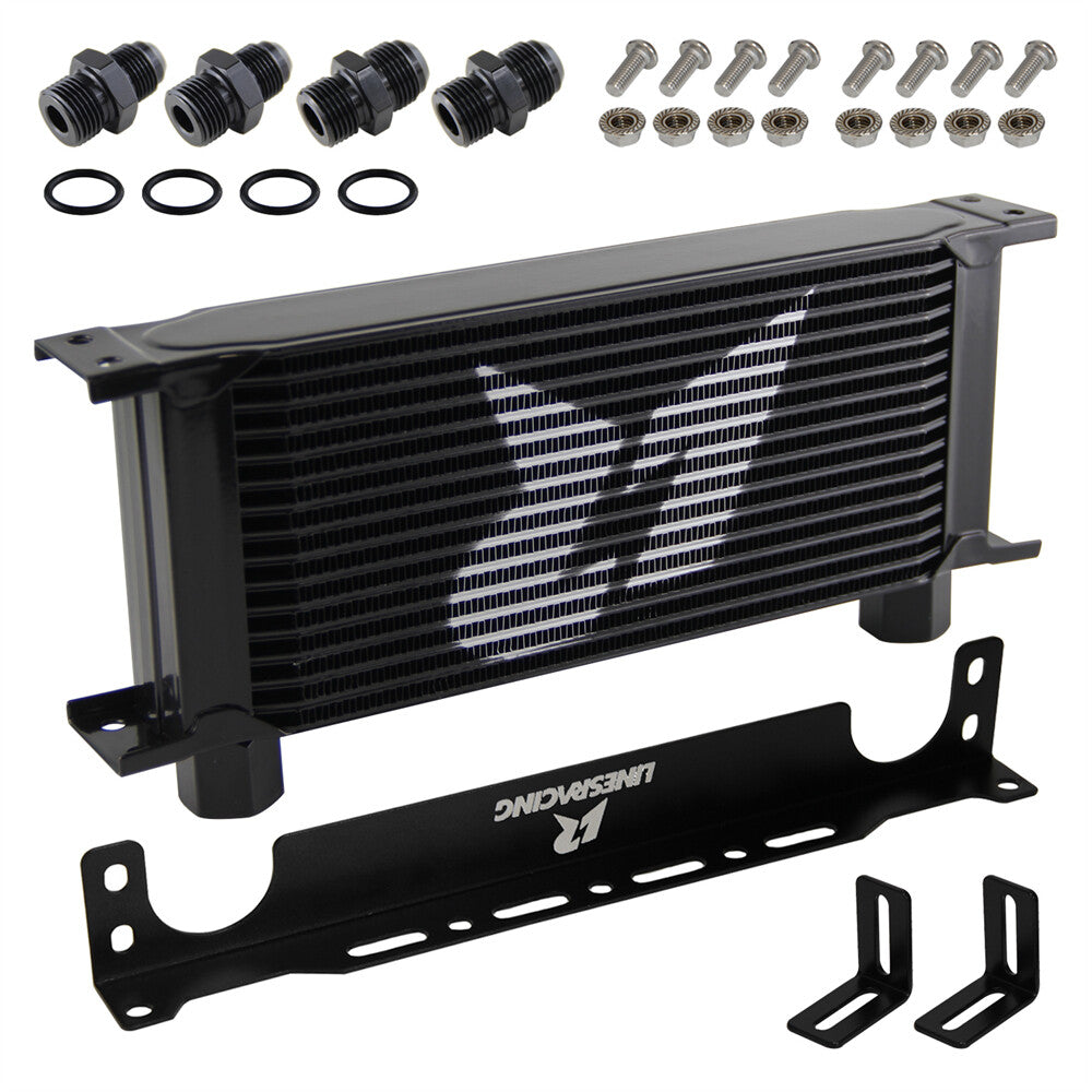 Universal 16 Row G1/2 248MM Oil Cooler + 2PCS AN8  AN10 Fittings + Bracket Kit