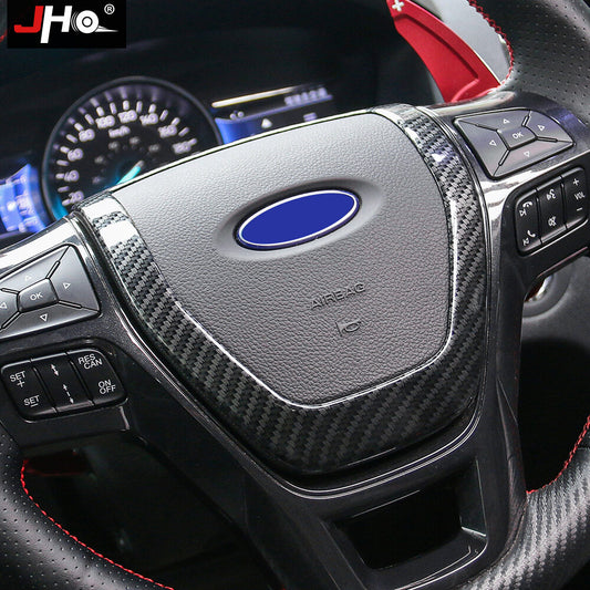 Carbon Fiber Steering Wheel Frame Trim Decor Black for Ford Explorer 2013-2018