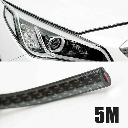 16-foot carbon fiber black car door edge protection U-shaped seal strip protective film - n