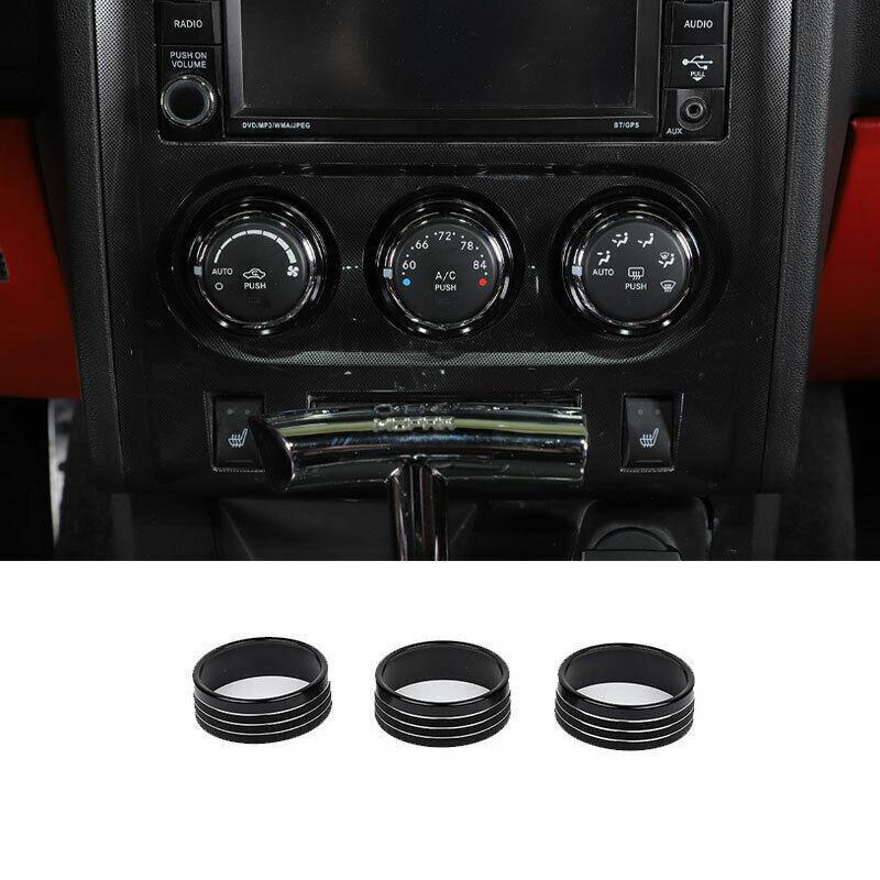 for Dodge for Challenger 2009-2014 Black Aluminum Middle Console AC Knob Cover Trim