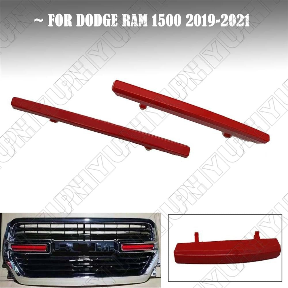 Pair Fit for Dodge for Ram 1500 19-21 Red Front Grille Insert Cover Trim Accessories
