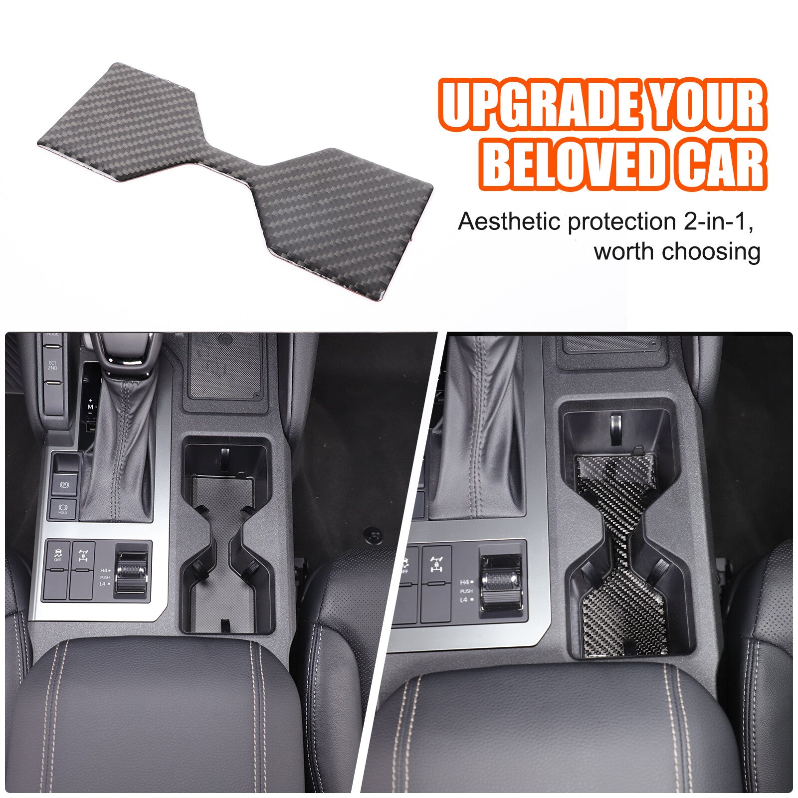 The center cup holder cover is compatible with 2024-25 Prado for Land Cruiser LC250. n