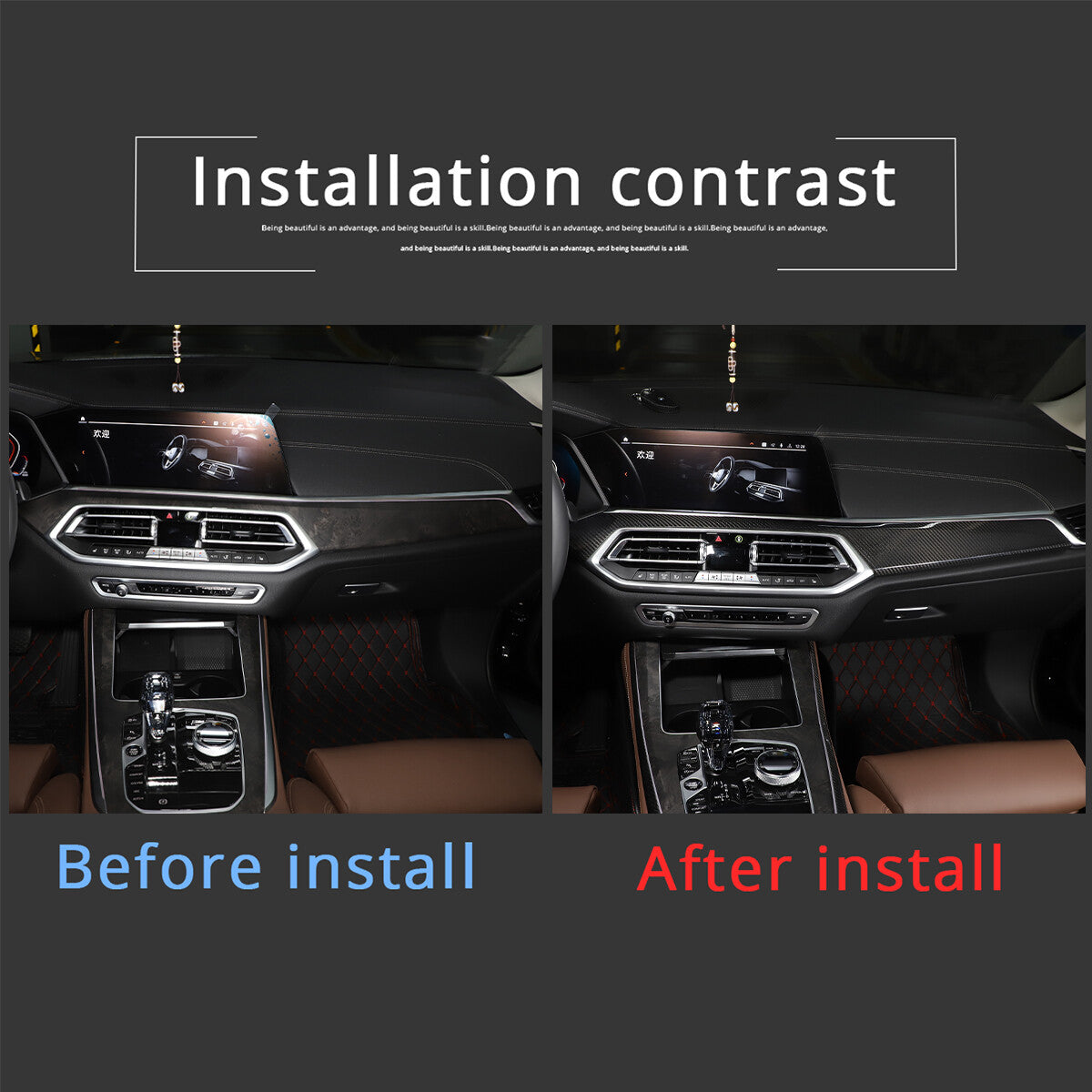 2-Piece Carbon Fiber Console Dashboard Panel Covers for X5 G05 2019-21 n