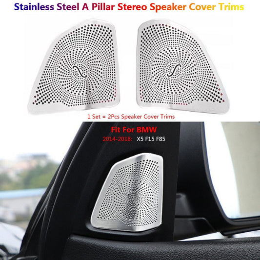 Stainless for BMW X5 F15 Car Inner Dashboard A Pillar Speaker Stereo Cover Trim