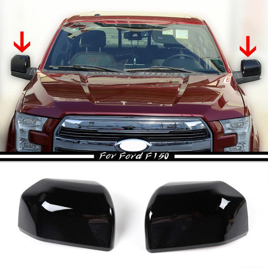 For 2015-2020 F150 Gloss Black Auto Rearview Mirror Cover Trim Frame v