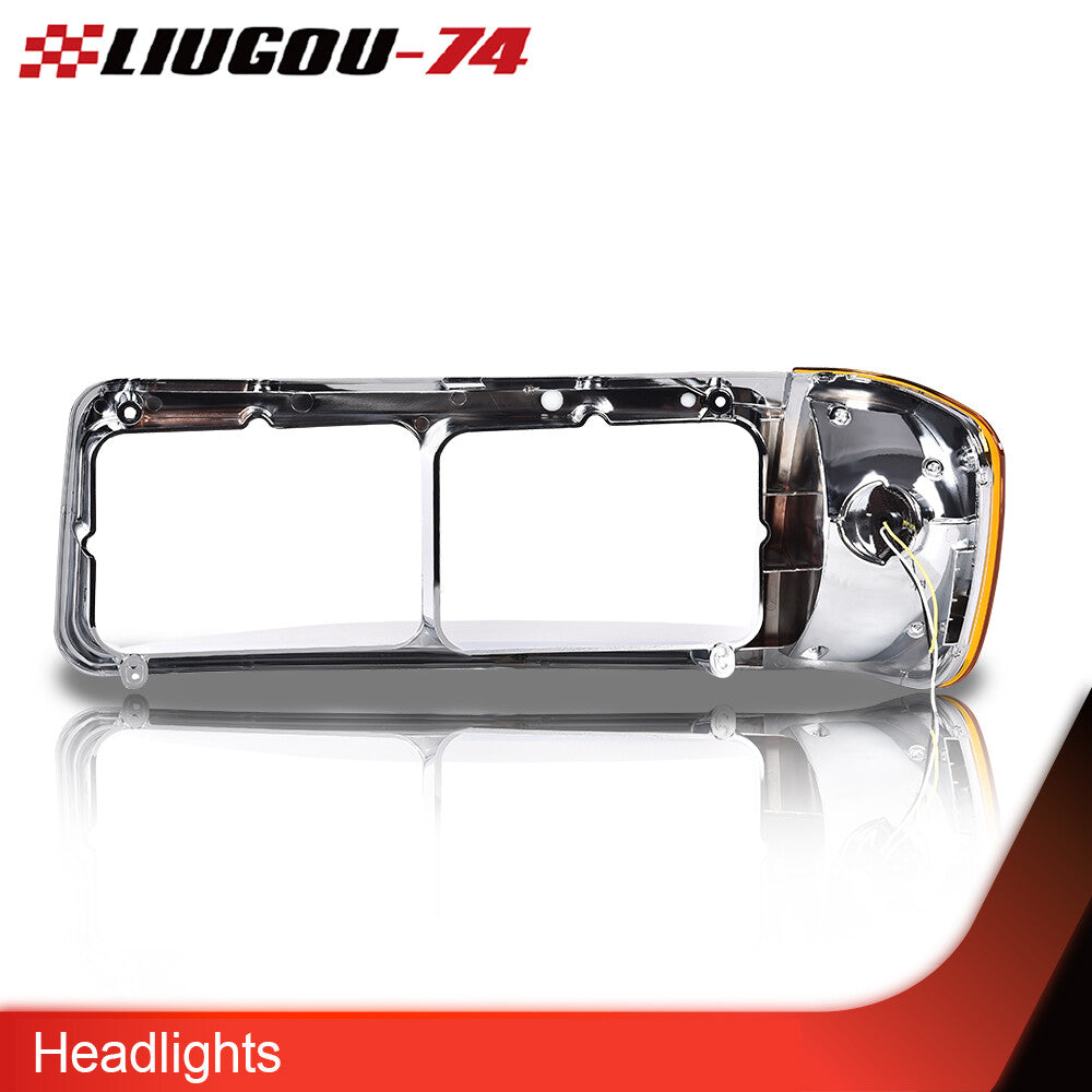 Fits for Freightliner FLD120 headlight bezel with LED turn signal corner lights 2 pieces - v