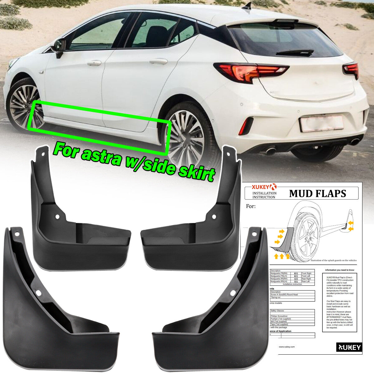 4pcs Mud Flaps Splash Guards for Holden Astra Hatchback BK RS RSV 2016-2020 Q