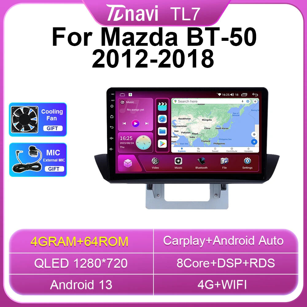 for Mazda BT50 2012-2018 Car Radio CarPlay Android Player Multimedia GPS Screen