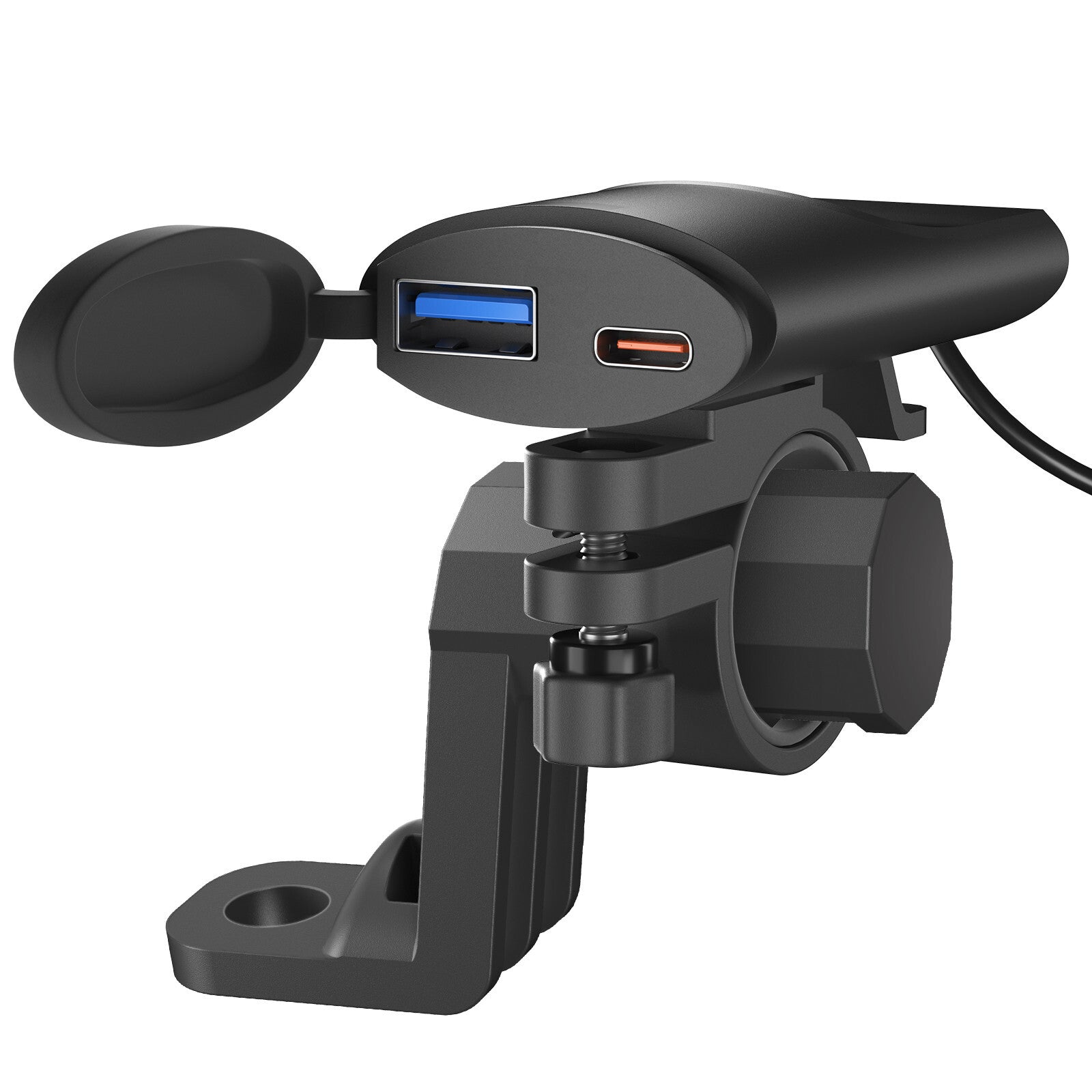Cell Phone GPS Handlebar Mirror Mount Holder USB Charger For Motorcycle Bike ATV