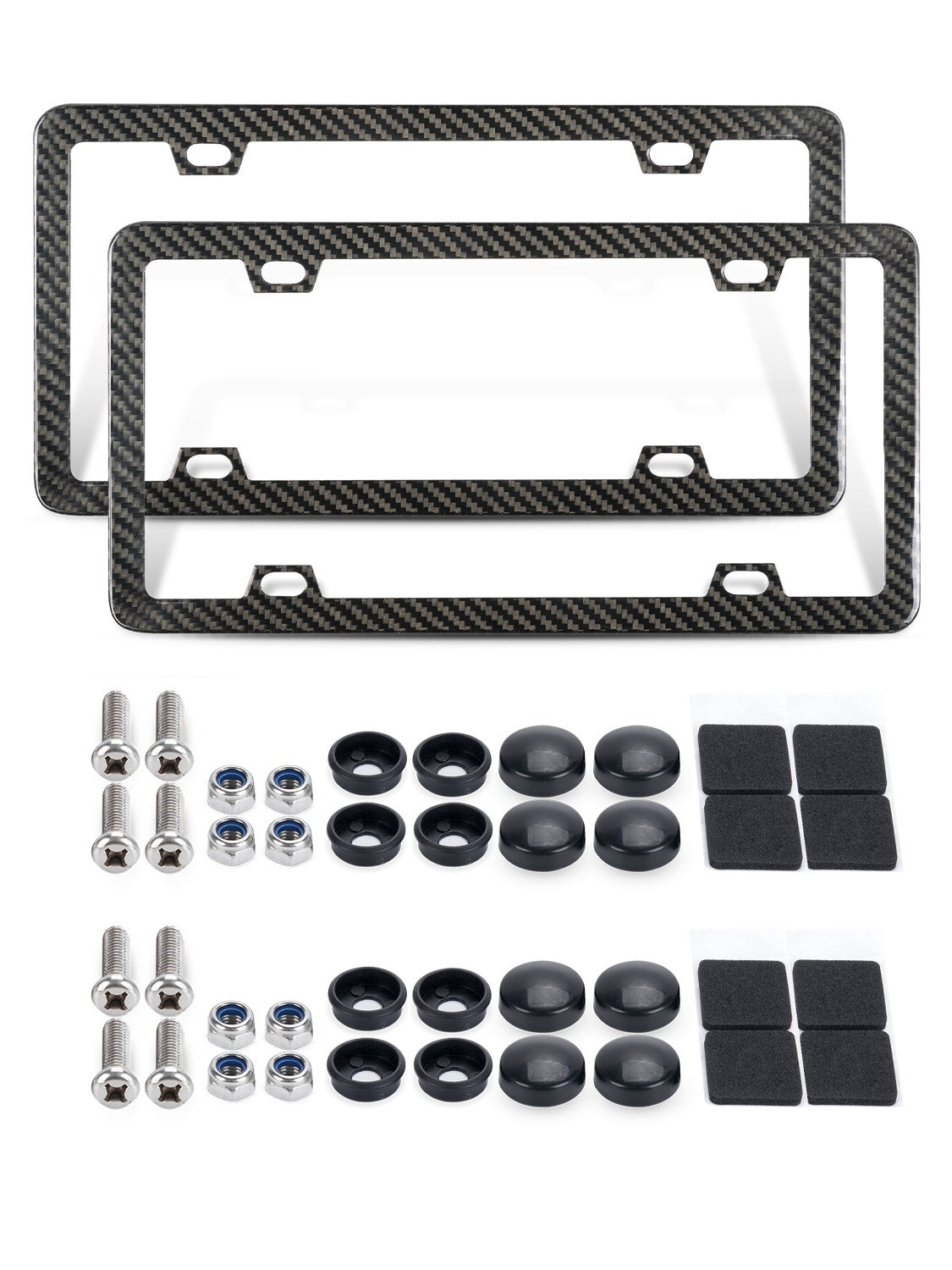 Pair Real Carbon Fiber Finish 4 Holes Slim License Plate Frame w/UV Resistant Q