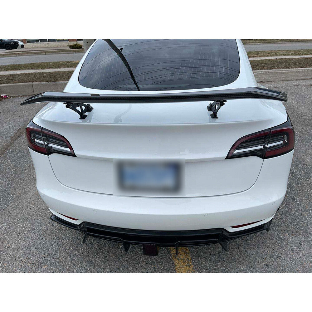 53 Real Carbon Fiber Spoiler Adjustable Spoiler Wings+5inch Legs Mount Bracket