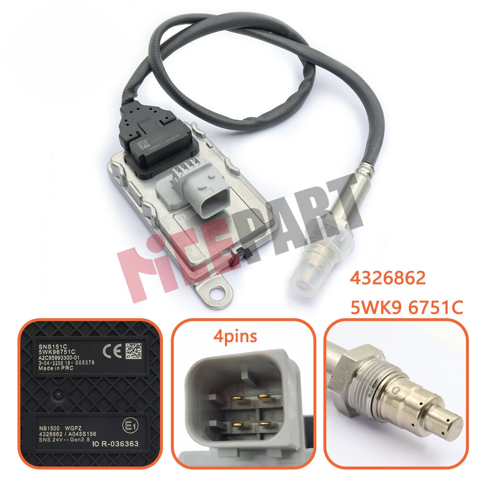 4326862 4326862RX 2872945 5WK96751C Nitrogen oxygen sensor compatible
