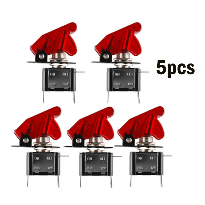 5 x 12V 20A red protective cover LED joystick toggle flick switch SPST on/off truck/ship 2pin- n