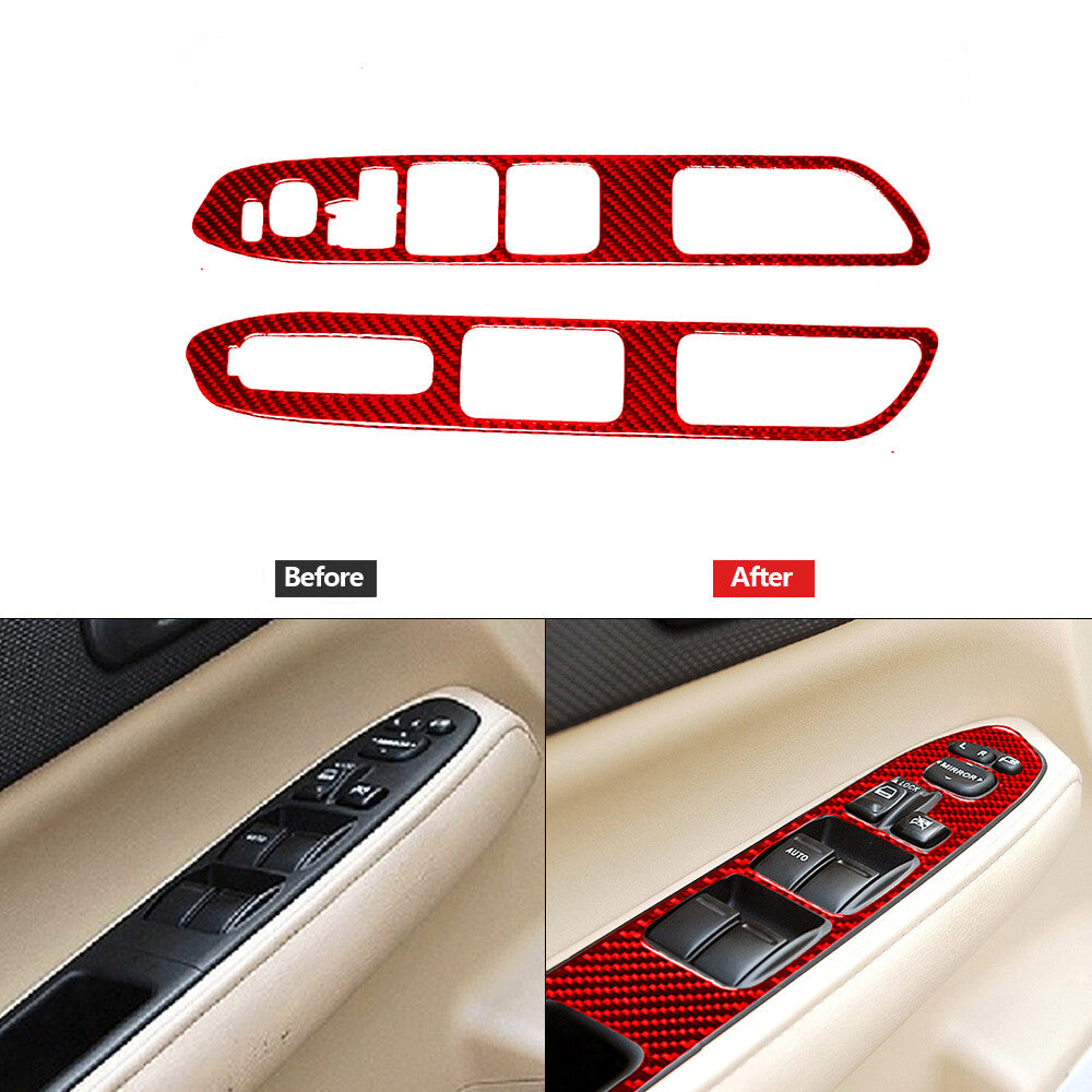 Red Carbon Fiber Window Lift Switch Panel Cover Trim for Chrysler 300 2005-2007 v