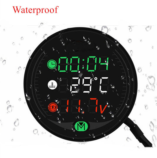 5 in 1 Digital Motorcycle Water Temperature Gauge Voltmeter Clock W/ 18mm Sensor n