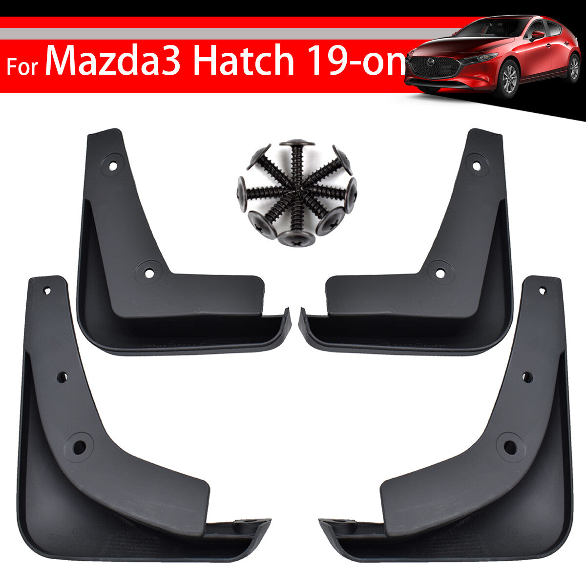 4x Mud Flaps for Mazda 3 Mazda3 BP Hatchback 2019 2020 Mudguards Splash Guards Q