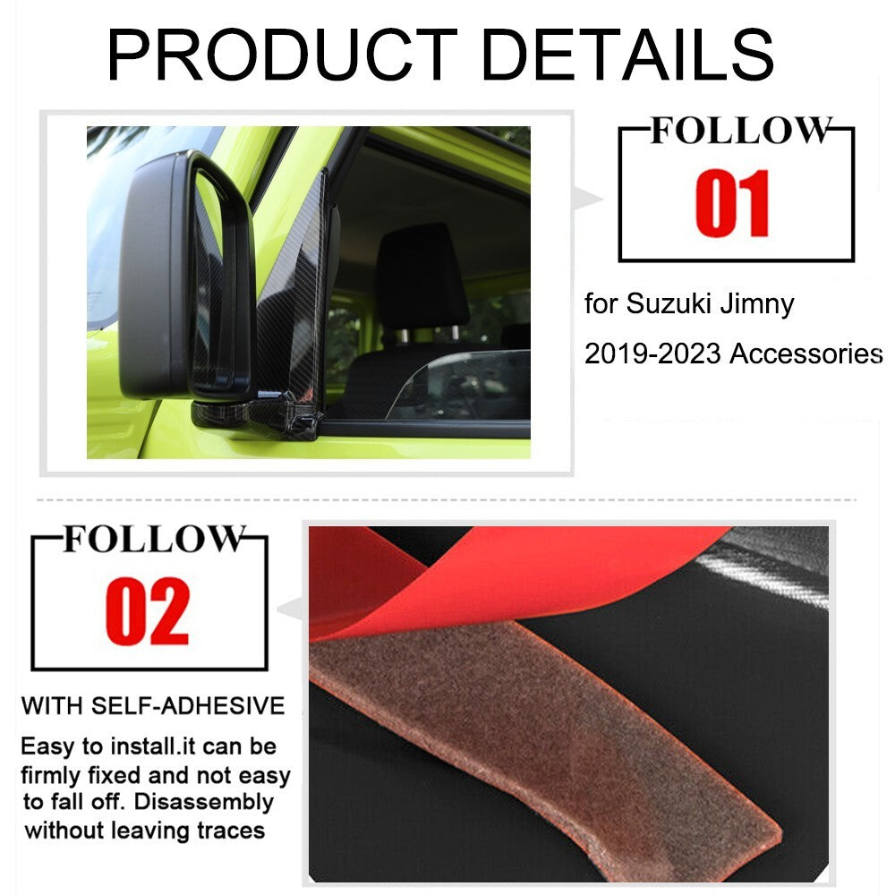 Carbon Fiber Rearview Mirror Base Decoration Cover Trim for Suzuki for Jimny 19-23
