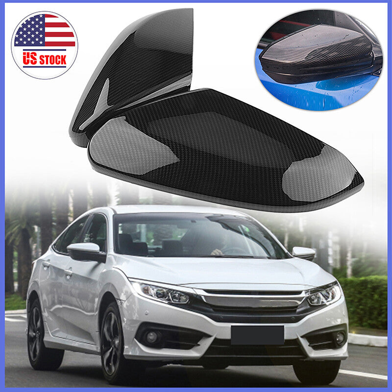 Suitable for for Honda for CIVIC 2016 - 2021 Carbon Fiber Style Rearview Mirror Cover Decoration - v