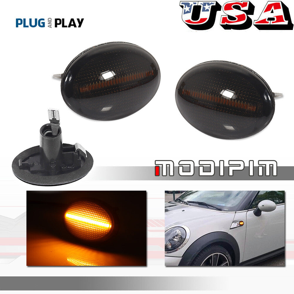 Smoke Lens Amber LED Fender Side Marker Lights for Mini Cooper R55 R56 R57 R58 R59- v