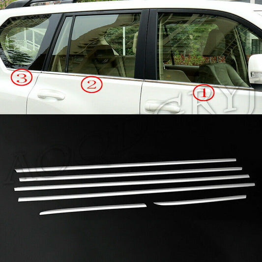 for Toyota Prado 2010-21 Chrome Steel Bottom Window Strip Sill Cover Trim Kit 6x