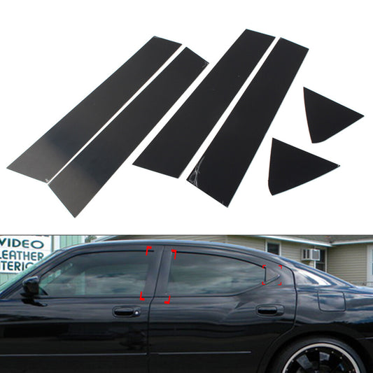 Window Pillar Posts Door Trim Glossy for Dodge Charger 2006-2010 Black 6PCs Car