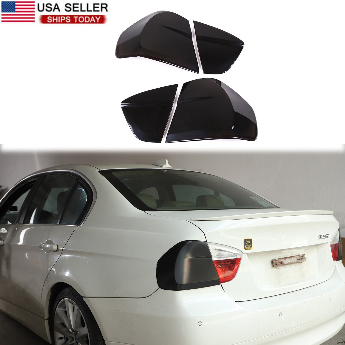 Suitable for 3 E90 E91 2005-08 Rear Taillight Protector Trim, ABS, Smoke Black - n