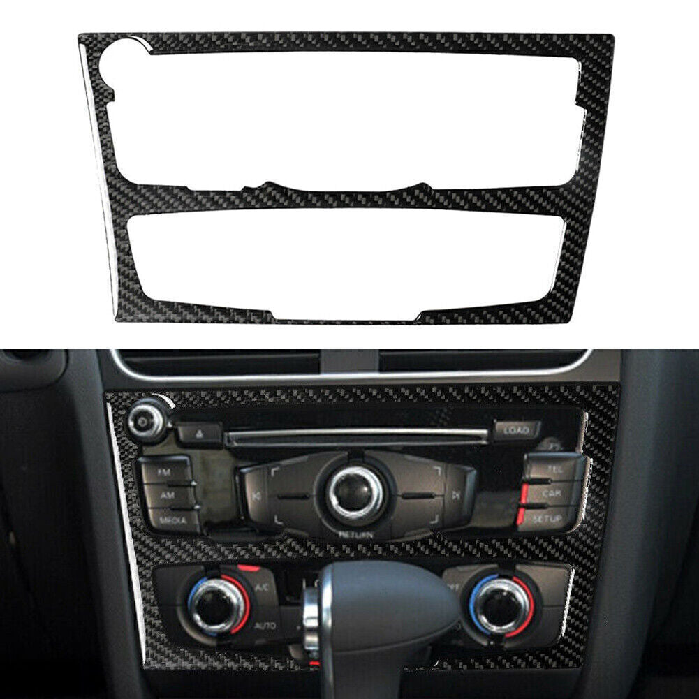 Console AC/ CD Panel Frame Cover Trim Fit for Audi A4 B8 A5 2010-2016 Carbon Fiber