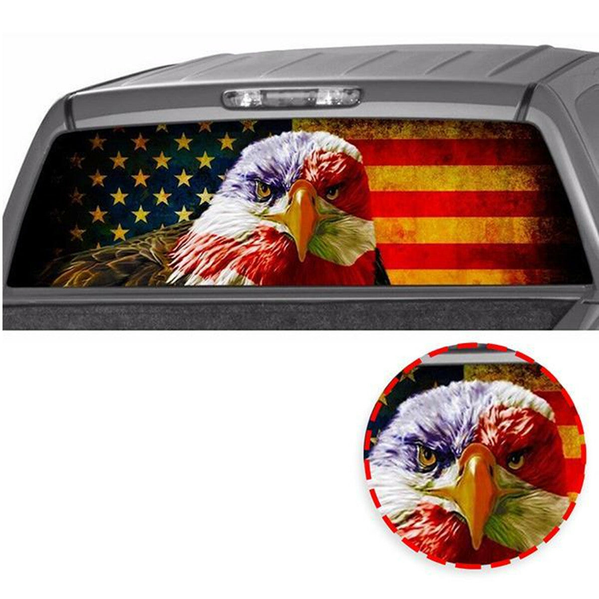 Fit for Dodge for Ram 1500 Rear Back Window American Flag Decal Sticker 135x36 cm