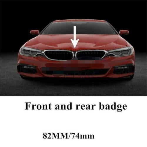 2-piece front grille and trunk (82mm and 74mm) badges compatible with for BMW 51148132375