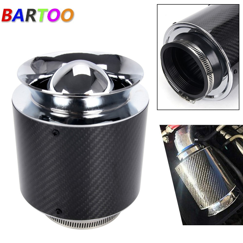 6 Tall 3 76mm Real Carbon Fiber Hi-Flow Air Filter Cold Air Intake Short for Ram Q