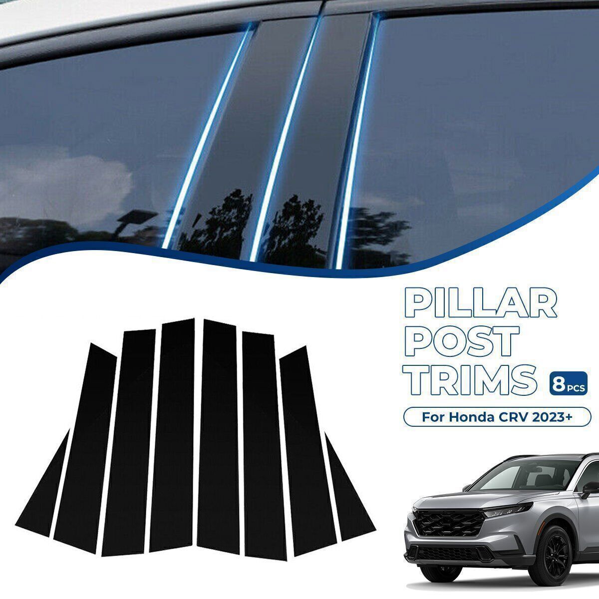 for Honda CR-V 23-2025 Piano Black Pillar Posts Door Window Molding Strip Trims