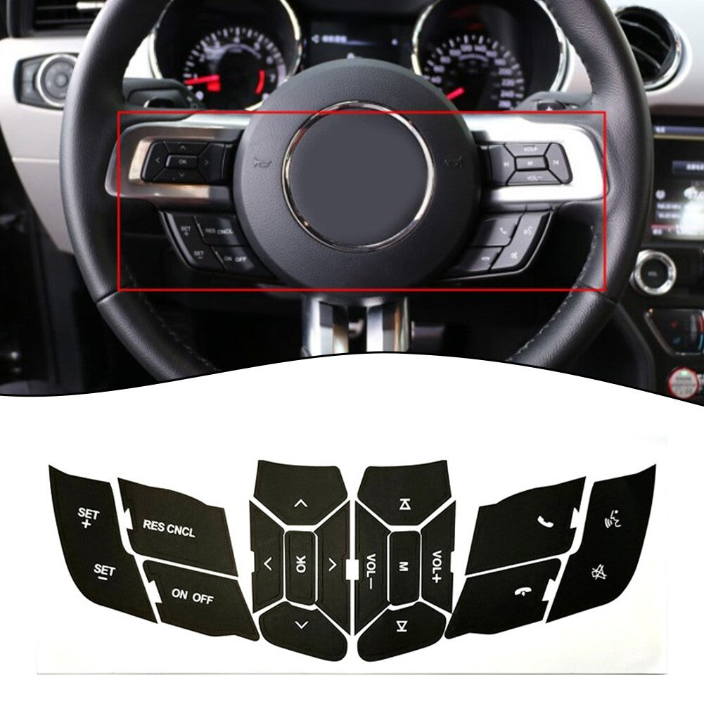 Black Button Repair Decals for for MUSTANG Steering Wheel 2015 2018 v