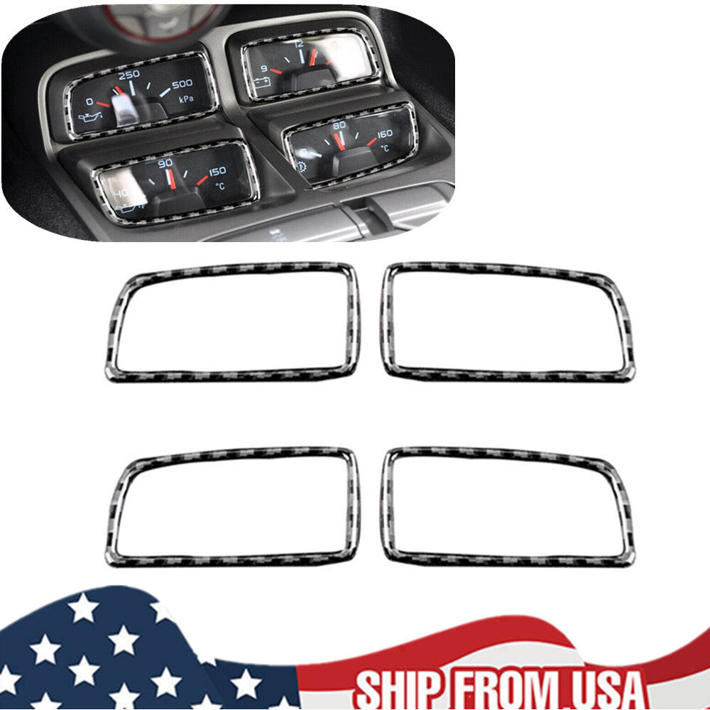 Carbon Fiber Console Climate Gauge Frame Cover Trim for Chevrolet Camaro 2010-15