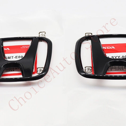 SET 2021-2023 for Honda for Civic Front  Rear Emblem H+ FE Badge Gloss Black