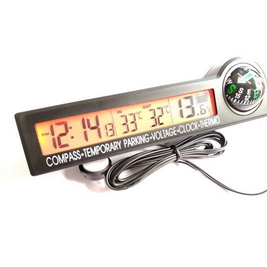 Car LCD Digital Clock In/Outdoor Temperature Thermometer Voltage Meter Alarm